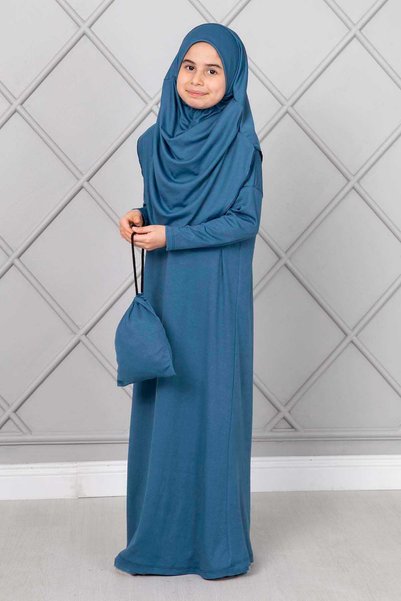 Generic Brand Hijab Children's Prayer Dress Blue