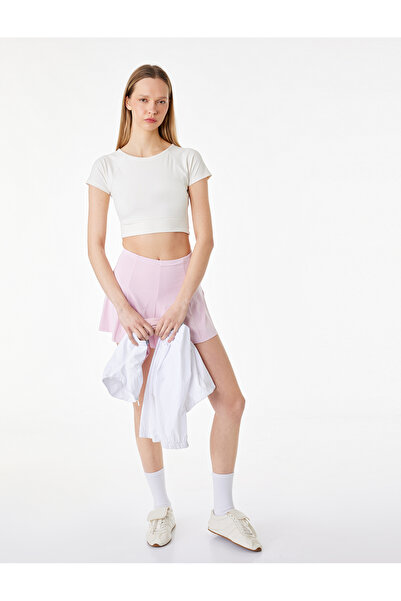 Koton Αθλητικό μπλουζάκι με κοντό μανίκι, λαιμόκοψη ποδηλάτου, λεπτομέρεια δε...