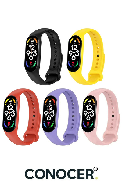CONOCER Mi Band 7 Uyumlu Yüksek Kalite Kordon Kayış Set [5'li Set]