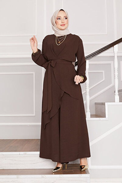 EBRUTESETTÜR Salaş Kalıp Aerobin Tesettür İkili Takım Kahve