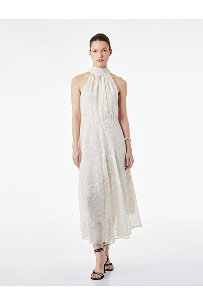 Koton Midi Length Polka Dot Halter Neck Chiffon Dress