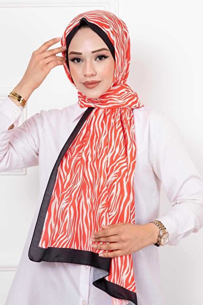 EBRUTESETTÜR Zebra Patterned Hijab Shawl Red
