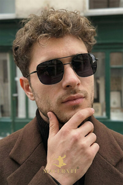 MACERATİ نظارات شمسية بايلوت سوداء للجنسين