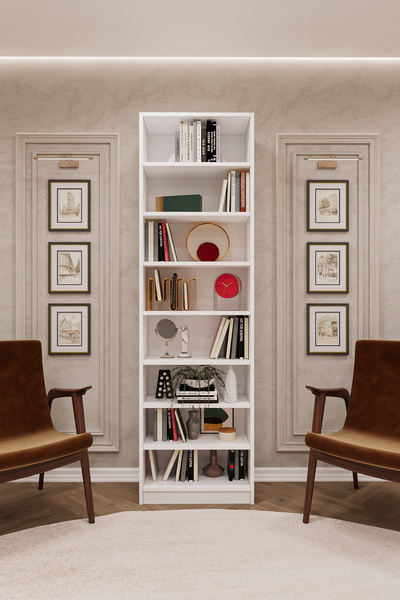 asratrend Asra Trend MDF Beyaz Kitaplık – Ayarlanabilir Raflar, Ev & Ofis Mod...