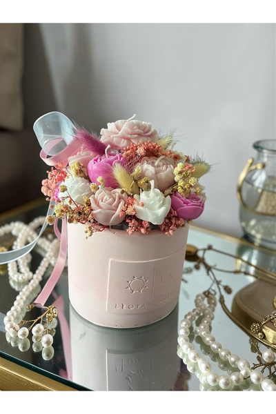 Leopan Noir MUM ÇİÇEK ARANJMANI SAKSILI - %100 SOYA WAX - ŞIK DEKORASYON - EL...