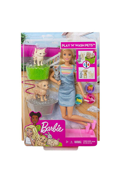 Barbie ve Hayvanları Banyo Eğlencesinde Oyun Seti