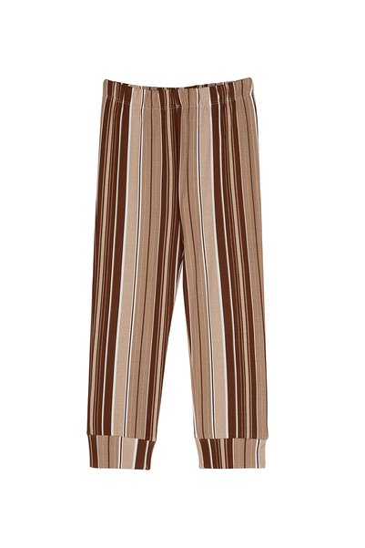 Antebies Organic Pink Vertical Stripe Patterned Elastic Waist Long Sleeve Girls Pajama Set