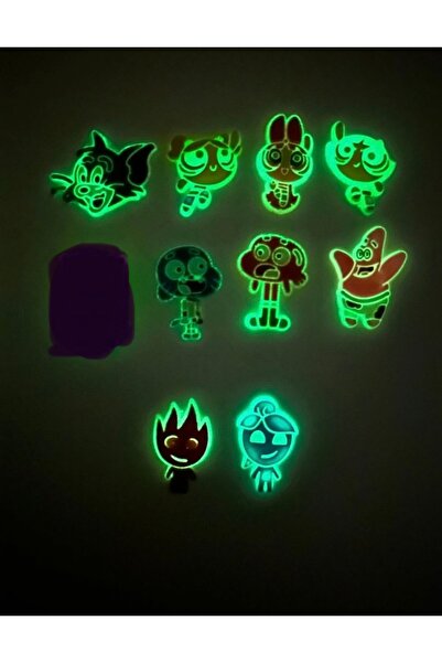 Buki'nin Atölyesi Gece Parlayan Neon Terlik Süsü Jibbitz 10 lu Set süngerbob ...