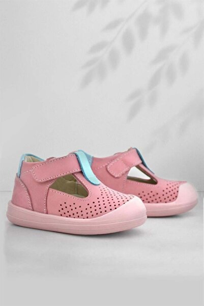 Rakerplus Shaun Genuine Leather Pink Blue Velcro Anatomical Baby Sandals