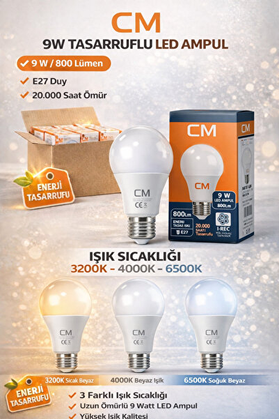 cm solar CM 9W E27 LED Ampul 4000K Gün Işığı – Enerji Tasarruflu Uzun Ömürlü ...