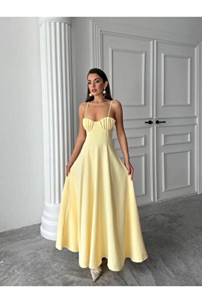 MAXMOOR NATALYA MAXİ SARI ELBİSE 1201