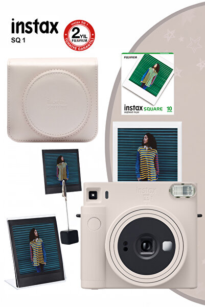 Fujifilm Instax SQ1 Beyaz Fotoğraf Makinesi 10lu Kare Film Deri Kılıf Pleksi ...