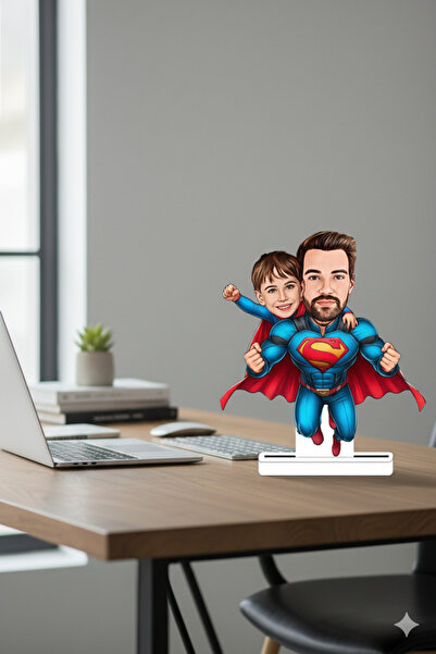 wonderlike Süper Baba Karikatür Figürü,Sevgiliye Hediye,Doğum Günü Hediyesi