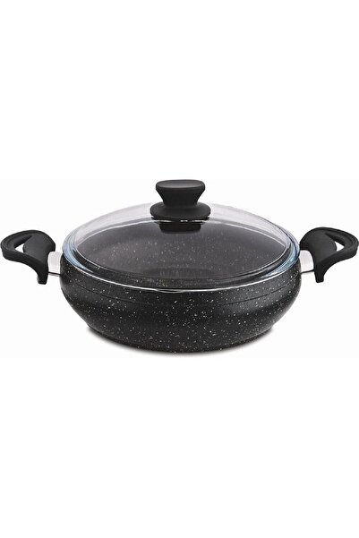 LAVONNI Granit Pro 30 cm Flat Granite Casserole Pot Non-Stick with Black Bake...