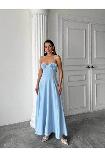 MAXMOOR NATALYA MAXİ MAVİ ELBİSE 1201