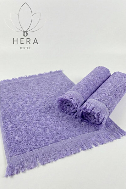 HERA Mutfak Havlusu Pamuklu ve Saçaklı 30x50 cm 3’lü Mor Set