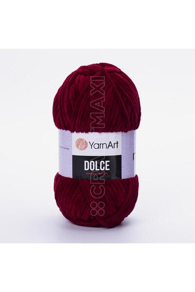 Yarnart دولتشي - خيط حياكة يدوي مخملي باللون العنابي-752