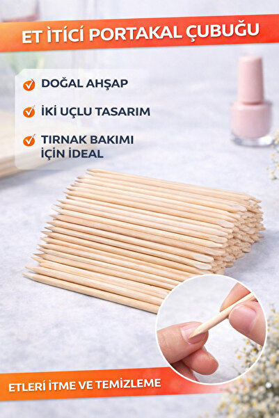 Ocean Portakal Çubuğu Ahşap Et İtici 100'lü Manikür Çubuğu