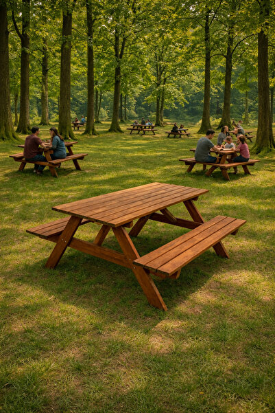 pinoxi Masif Ahşap Bahçe Masası Piknik Masası Ormancı Masası