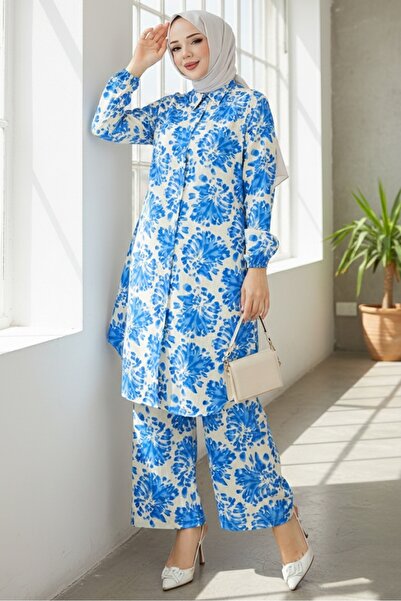 Bestenur Telya Woven Viscose Double Set 1578 - Blue