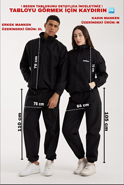 FitBlue Unisex (Kadın-Erkek) Klasik Model Termal Sauna Eşofman Takımı Terleme...
