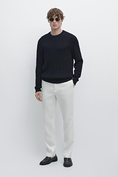 Massimo Dutti Tapered fit linen trousers