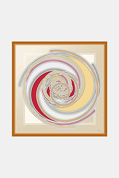 Vakko EKRU GEOMETRİK DESENLİ TWİLL EŞARP