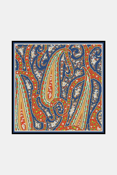 Vakko LACİVERT OBJE DESENLİ TWİLL EŞARP