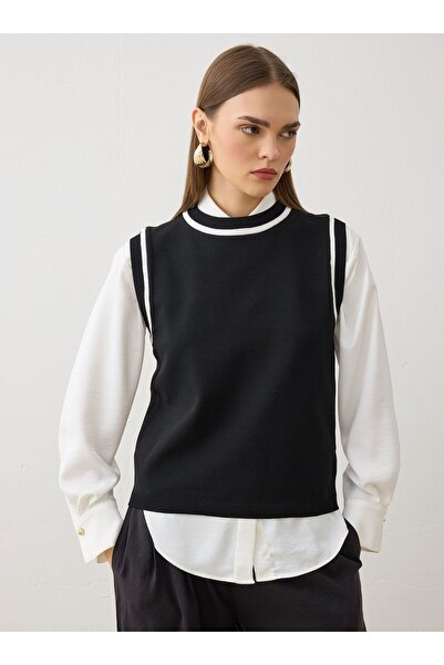 Refka Tricou pentru femei, fără mâneci, cu decolteu, cu detaliu în dungi cont...