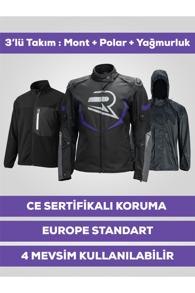 REVO سترة دراجة نارية نسائية باللون الأرجواني من SPARROW، 3 طبقات، 4 مواسم، ح...