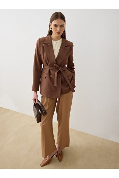 Refka Jachetă Blazer cu două rânduri de nasturi cu curea - nurcă închisă -