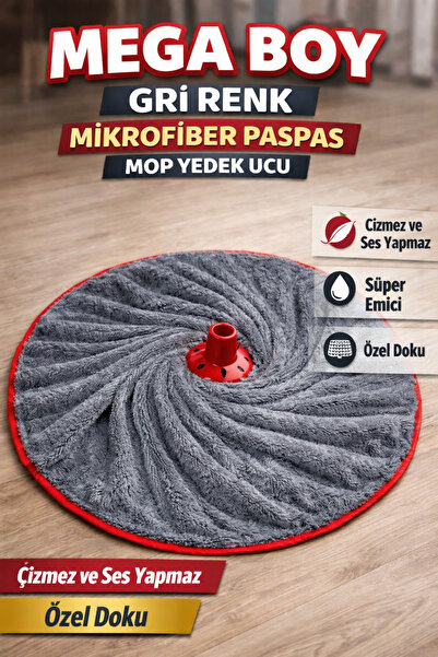 Manosta Mega Boy Mikrofiber Mop Yedek Ucu Gri Arkası Destekli | Ultra Emici |...