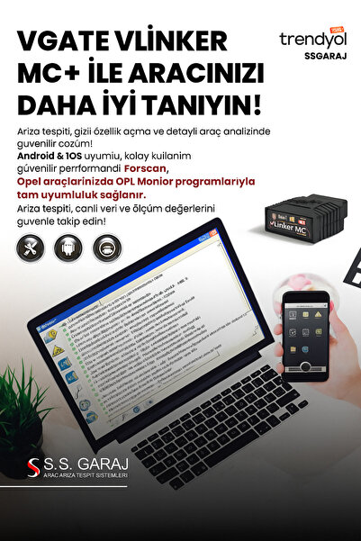 Vgate vLinker vLinker MC+ Bluetooth OBD2 Arıza Tespit ve Kodlama Cihazı