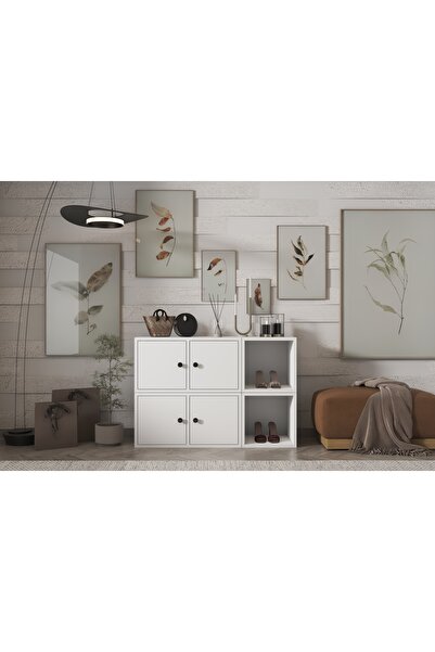 Nettrends Rafli Dolapli Ayakkabilik Beyaz 100 Cm Ayk-1045-ç