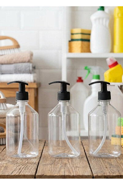 JUIWI 3 Adet Şeffaf Boş Plastik Şişe Sabunluk Bulaşık Deterjanlık Sıvı Sabunl...