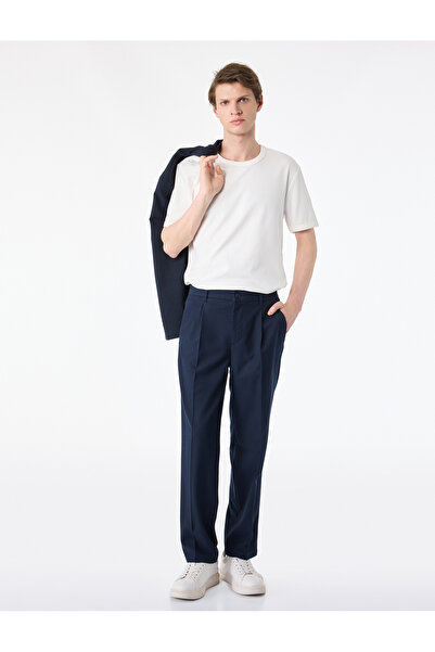 Koton Tricou slim fit din bumbac cu mâneci scurte și guler rotund