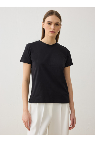 Refka Tricou cu mânecă scurtă cu gât rotund - negru - Refka