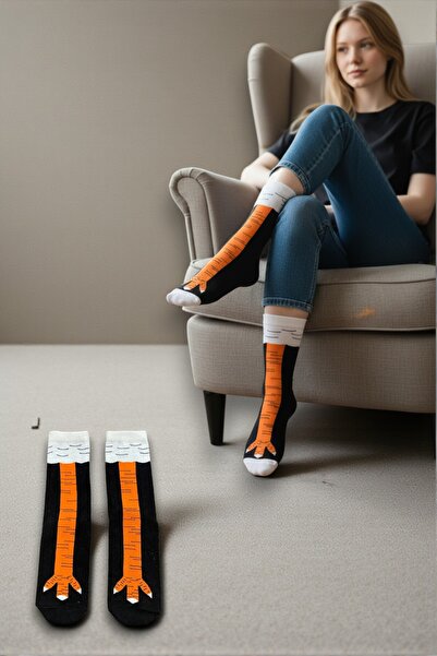 Esinti Chicken Feet Patterned Funny Design Unisex Long Socks - Humorous Gift ...