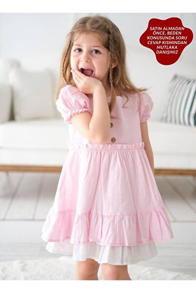 aysskids Φόρεμα για κορίτσι Alessi Mini Ruffle Λεπτομερές λινό