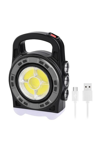 Powermaster HB-6678C Cob Ledli 20 Watt 3 Kademeli Şarjlı USB Çıkışlı Solar Lamba