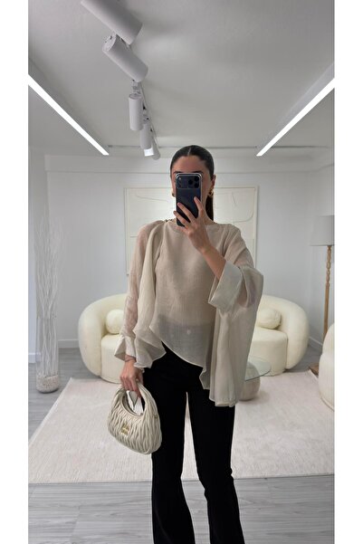 LUUNA STORE بلوزة إيليسي من الشيفون - حجرية اللون