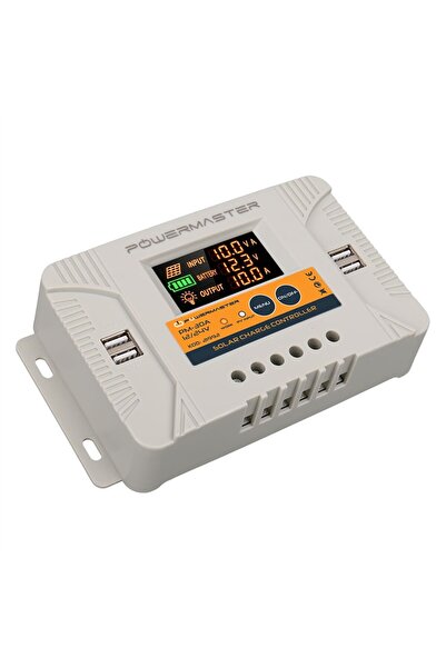 Powermaster PM-30A 12V-24V 30 Amper 4 USB Çıkışlı Dijital Ekranlı Solar Şarj ...