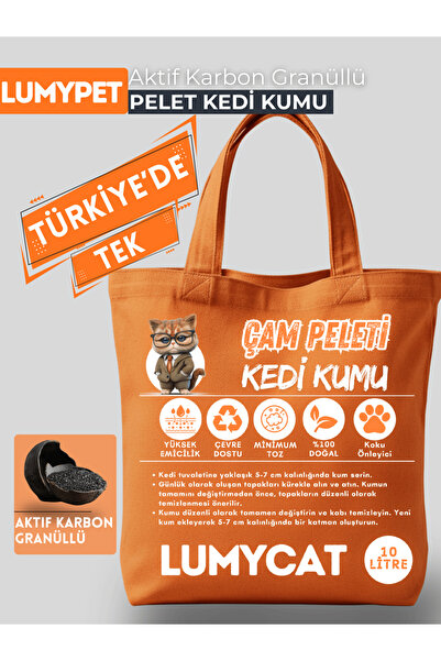 LUMYCAT Kedi Kumu - Aktif Karbon Granüllü Çam Peleti, Doğal, Tozsuz, Çam Koku...