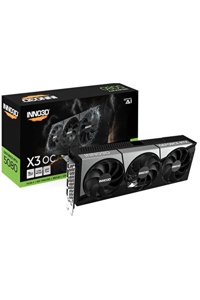 INNO3D RTX5080 X3 OC 16GB 256BİT GDDR7 3X DP, HDMI, DLSS 4, NVIDIA REFLEX 2 E...
