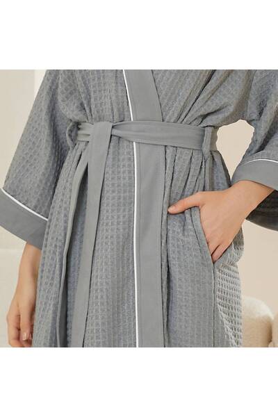 REEFI روب حمام كلاسيكي - رمادي - مقاس XL