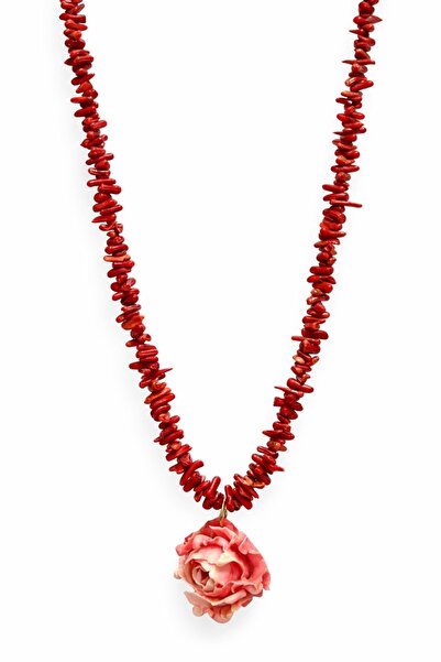 GLOW ACCESSORIES BAE Mercan Akrilik Kolye Çiçek Uçlu Zra Model