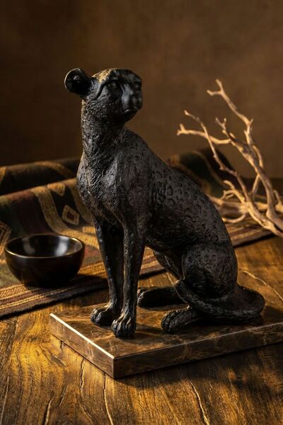 Rugad Biblo Dekoratif Heykel Leopar Biblosu Siyah Model 33
