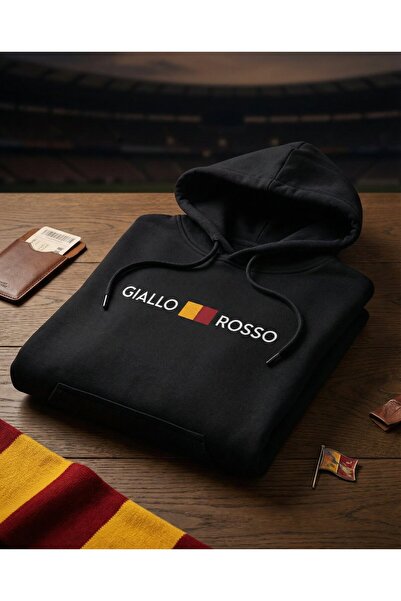 Giallo Rosso Basic Hoodie GR Siyah