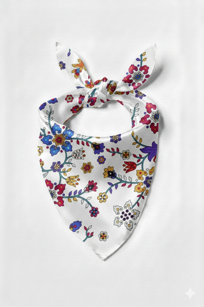 PETEK AKSESUAR باندانا منقوشة عرقيًا باللون الأبيض