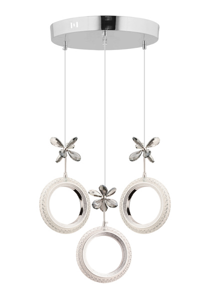 İstanbul Avize Halka 3'lü Gümüş Kumandalı Üç Renk Led Lüx Ledli Avize